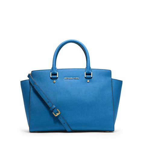 michael kors selma medium saffiano leather satchel pale blue|selma saffiano leather bag review.